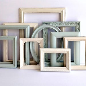 Gallery Wall Picture Frame Set - Jade Green And Cottage White