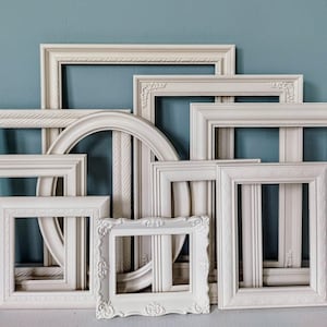 Antique White PICTURE FRAMES Set - Gallery Wall Bundle - Romantic Wedding - Vintage Frame Collection - Custom Painted Frame Assortment