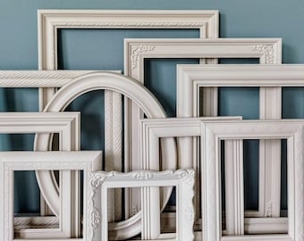 Antique White Gallery Wall Frames – Romantic Wedding, Vintage Assortment