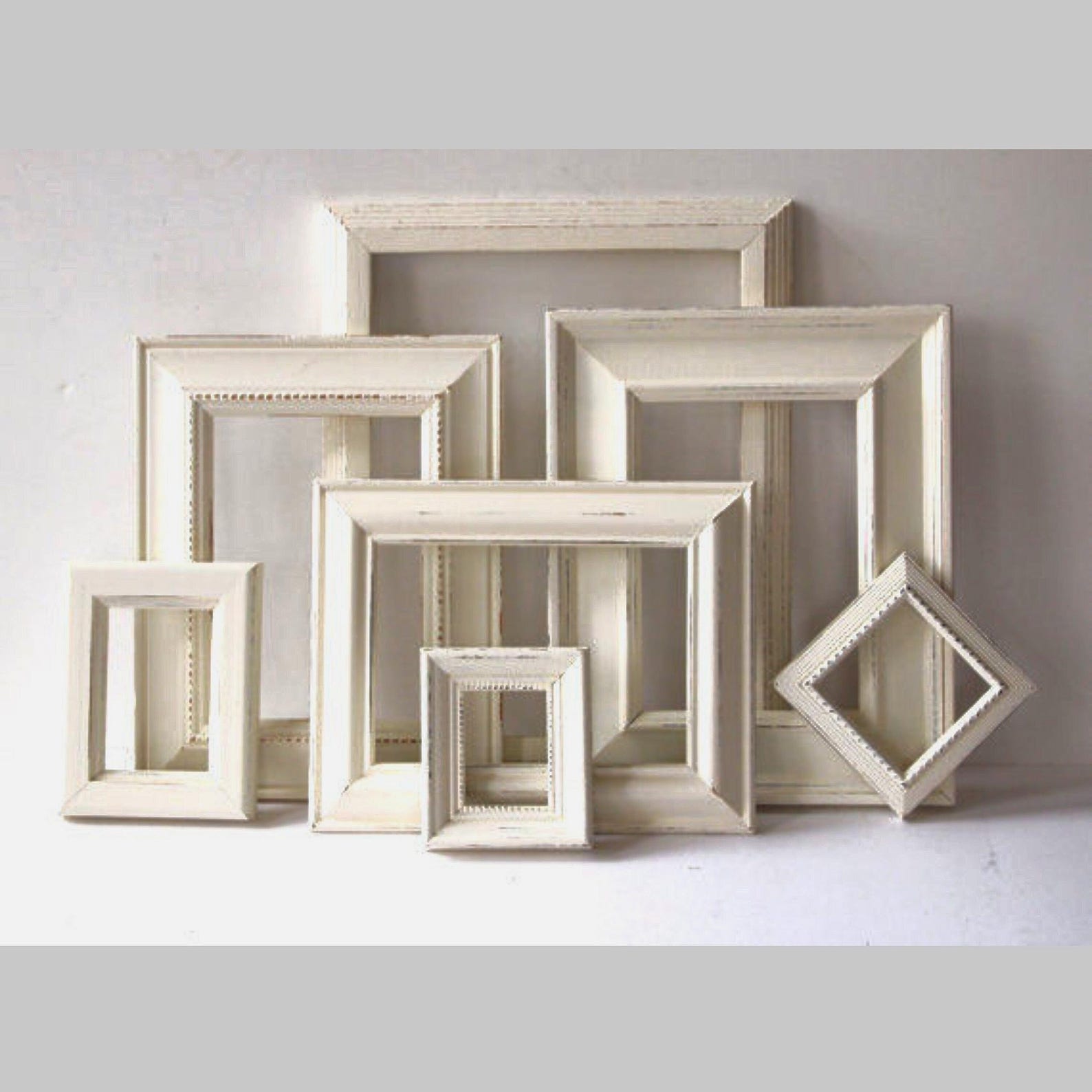 Rustic Farmhouse Picture Frame Set - Custom Color Gallery Wall - 7 Plain Distressed