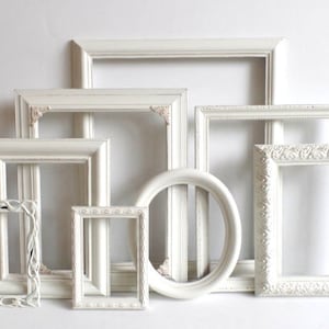 Cottage White PICTURE FRAME Set Ornate Farmhouse Nursery Frames Wedding Vintage Collection Shabby Chic Distressed Gallery Wall image 1