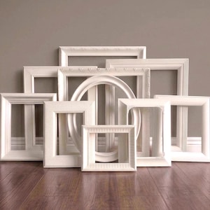 White Picture Frame Set - Vintage Gallery Wall - Ornate - Wedding - Baby Nursery