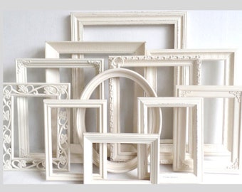 Antique White PICTURE FRAMES Set - Nursery Frames - Wedding - Vintage Collection - Shabby Chic Farmhouse - Distressed - Gallery Wall