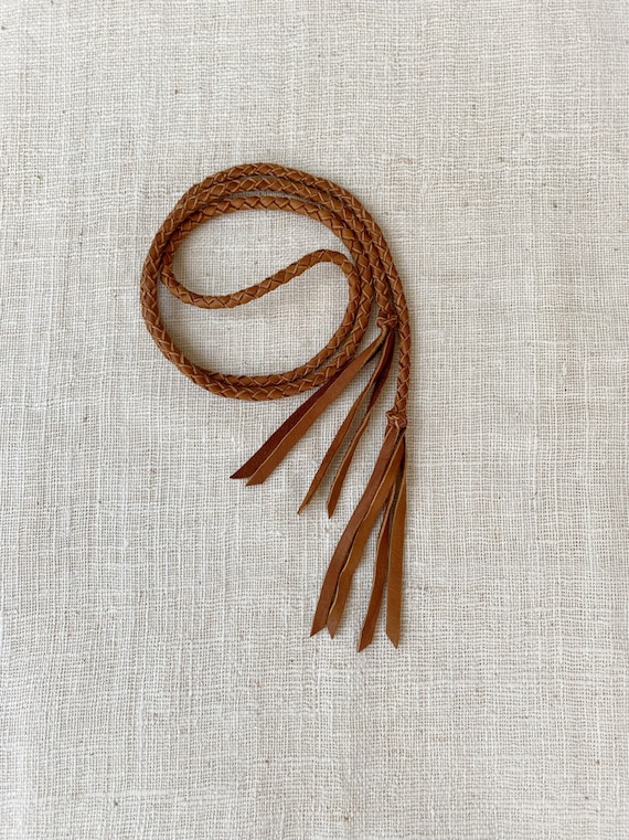 ENSIGN ROPE BELT, Braided Leather Belt, Leather Tassel Belt  display picture 1
