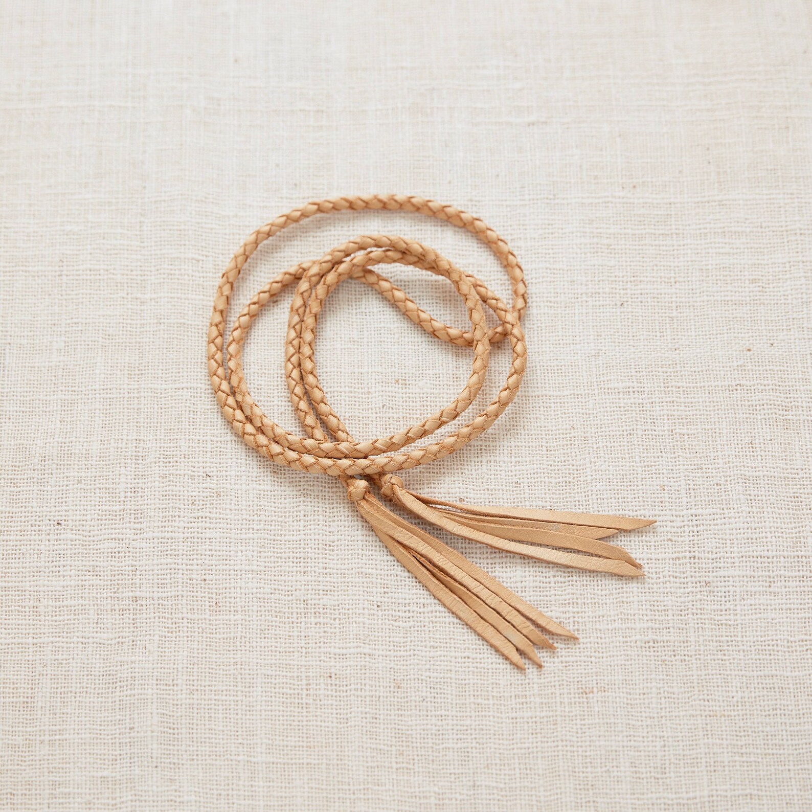 Braided leather belt leather tassel belt rope belt tan Etsy