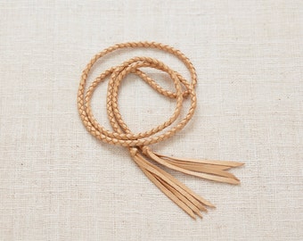 ENSIGN ROPE BELT, Braided leather belt, leather tassel belt, rope belt, unisex, tassel belt, for women, gift under 100, Christmas gift