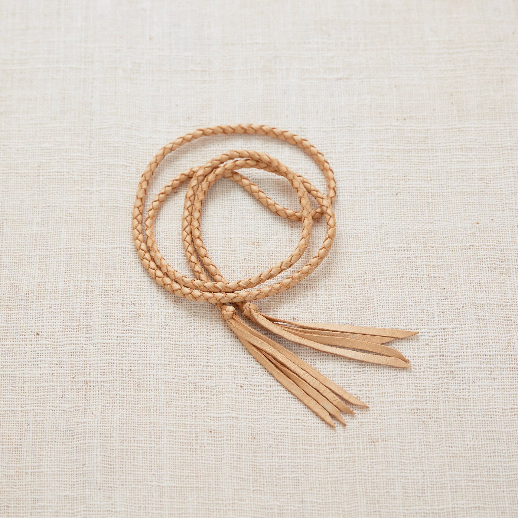 ENSIGN ROPE BELT, Braided Leather Belt, Leather Tassel Belt  display picture 3