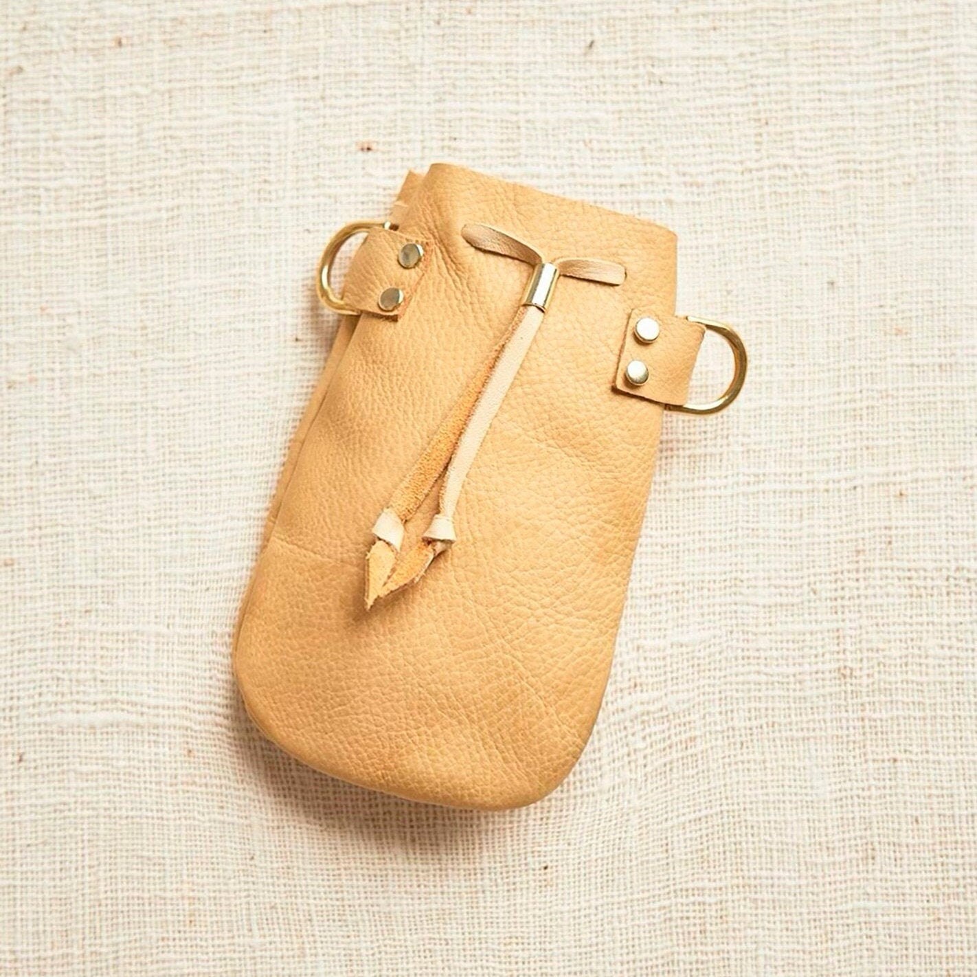 DROP POUCH Leather Drawstring Pouch Leather Phone Bag 