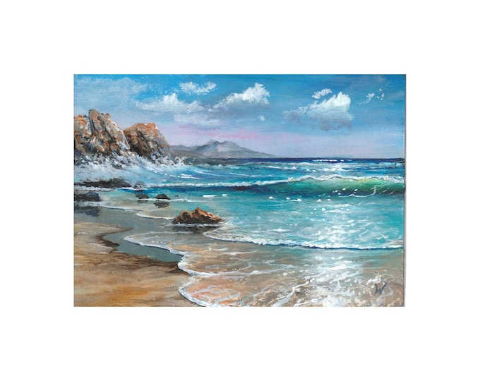 ACEO Original Seascape 1095 Miniature Painting, Ocean Wave Tropical ...