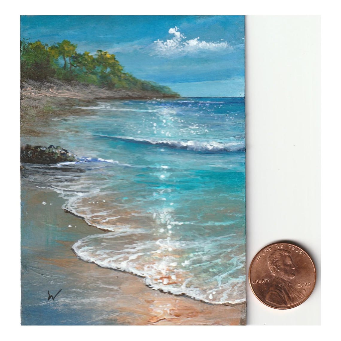 ACEO Original Seascape 1105 Miniature Painting, Ocean Wave Tropical ...