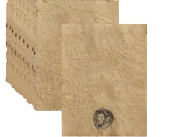 Lion Paper - Rustically, Antiqued Paper - 10 Sheets