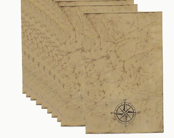Pirate Treasure Map Themed Hand Antiqued Paper  - 10 Sheets - Half Sheets - 8.5x5.5