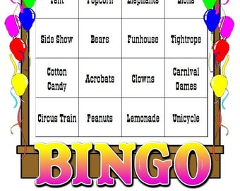 Circus Themed Bingo Set