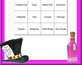 Alice in Wonderland Themed Bingo Set
