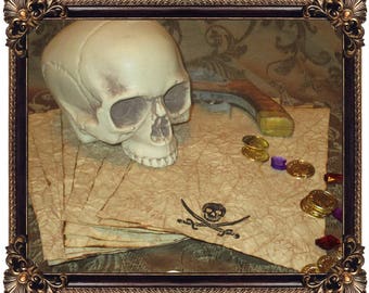 Pirate Skull and Cross Swords - Antiqued Paper - 10 Sheets