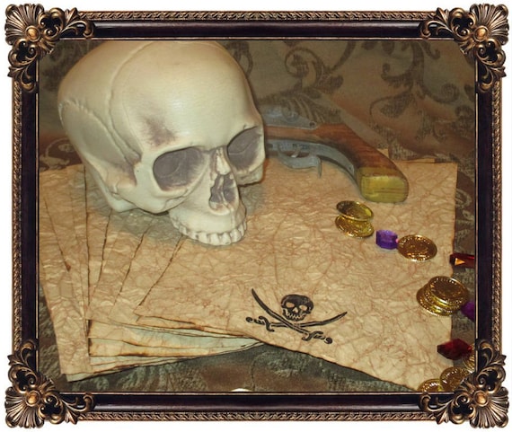 Pirate Skull and Cross Swords - Antiqued Paper - 10 Sheets - Etsy