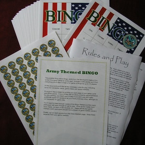 US Army Themed Bingo Set