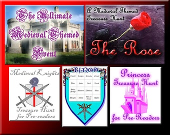4 Medieval Party Games Bundle – Bingo, Treasure Hunts (Digital Download)