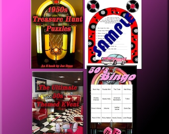 1950s Party Games – Bingo, Treasure Hunt, and Party Ideas (Digital Download)