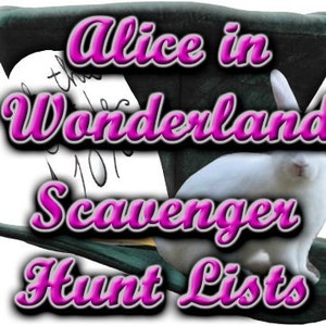 Alice in Wonderland Themed Scavenger Hunt List Collection