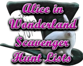 Alice in Wonderland Themed Scavenger Hunt List Collection