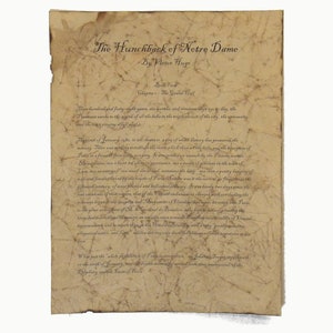 Hunchback of Notre Dame - Antiqued reproduction of first page