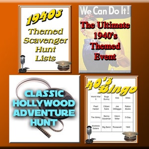 3 1940s Party Games Download – Bingo, Scavenger & Treasure Hunts (PDF)