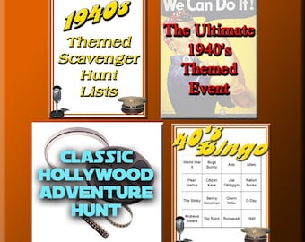 3 1940s Party Games Download – Bingo, Scavenger & Treasure Hunts (PDF)