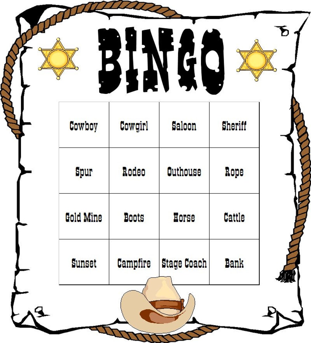 western-themed-bingo-set-etsy for Cowboy Bingo Printable Cards Free Western Themed Bingo Set - Etsy for Cowboy Bingo Printable Cards Free