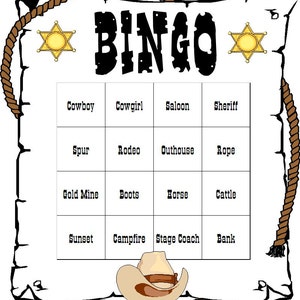 Western Themed Bingo Set