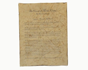The Count of Monte Cristo - Antiqued reproduction of first page