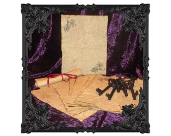 Gothic Themed Hand Antiqued Paper - 10 Sheets