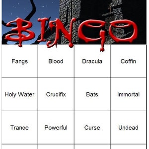 Vampire Themed Bingo Set