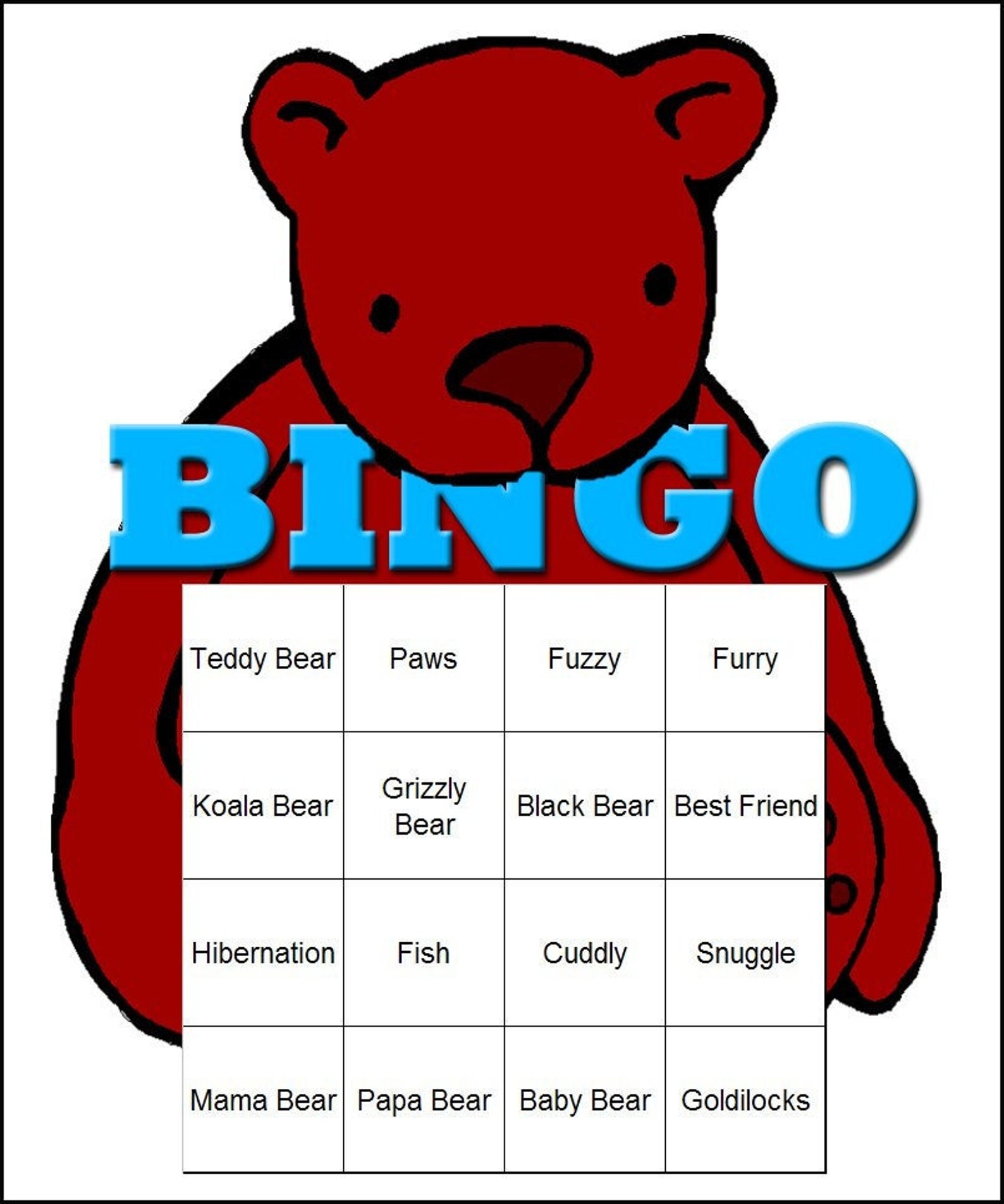 Bear Themed Bingo Set - Etsy