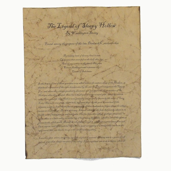 The Legend of Sleepy Hollow - Antiqued reproduction of first page