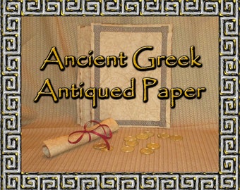 Greek Themed Hand Antiqued Paper - 10 Sheets