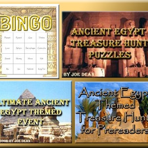 4 Egypt Party Downloads - Egyptian Bingo, Treasure Hunt Puzzles and more - for a great Egyptian Party!