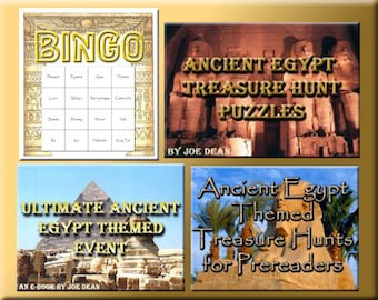 3 Egyptian Party Games Bundle – Bingo, Treasure Hunt Puzzles (Digital Download)
