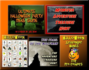 4 Halloween Party Games Bundle – Bingo, Treasure Hunts, & Ideas (Digital Download)