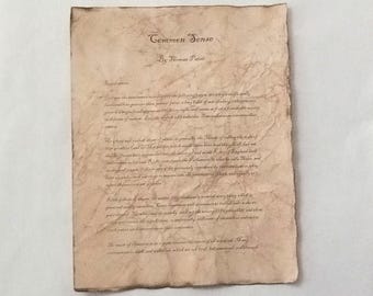 Antiqued Common Sense First Page Reproduction - Thomas Paine