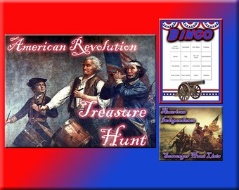 3 4th of July Party Games – American Revolution Bingo, Treasure Hunt, Scavenger Hunt (Digital Download)