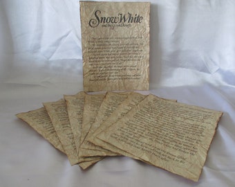 Snow White and the Seven Dwarfs - Full Story on Antiqued Fairytale Paper
