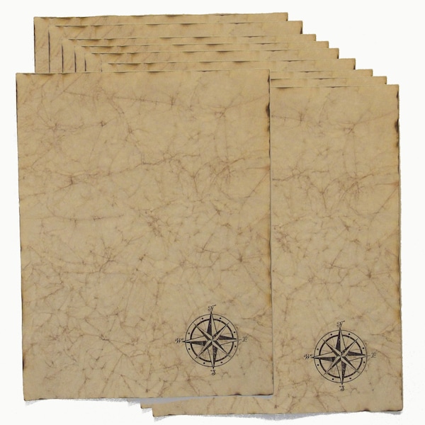 Piraten Schatzkarte Themed Hand Antiqued Papier - 10 Bögen