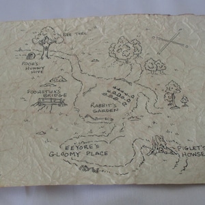 Map of 100 Acre Woods - Winnie the Pooh - On Fairy Tale Paper