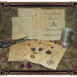 Pirate Party Antiqued Paper Mega Pack - Pirate Maps - Treasure Island - Pirate Paper