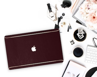 Macbook Air 13 A2337 Sophisticated Terracotta Crocodile and Thin Rose Gold Accents Macbook Hard Case Hand-Made Macbook Case A2337