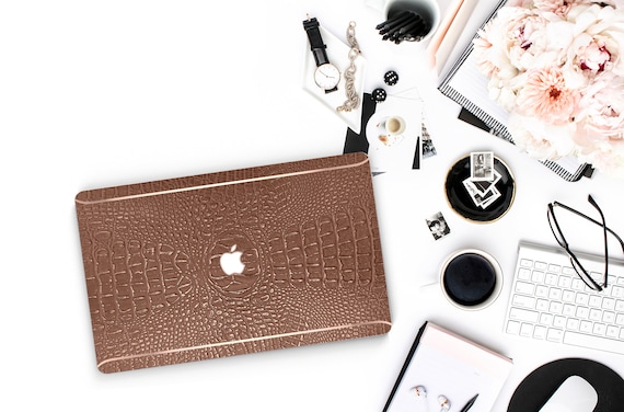 Macbook Air 13 A2337 Sophisticated Terracotta Crocodile and Thin Rose Gold Accents Macbook Hard Case Hand-Made Macbook Case A2337