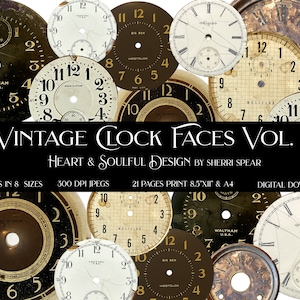 Vintage Clock Faces Vol. 2 (replaces Vol. 1)/Fussy Cut Ephemera for Journals/Craft Projects/Digital Downloads