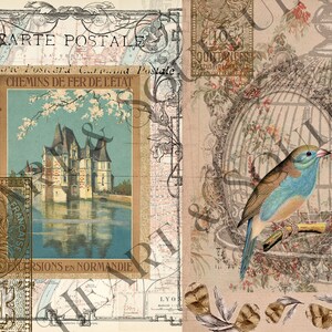 Franska collage-ephemera: Vintage-journalsidor (digital nedladdning) bild 9