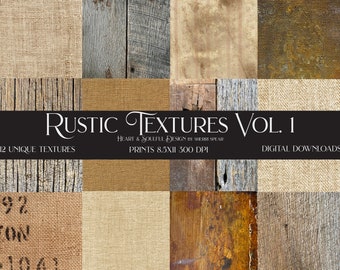 RUSTIC TEXTURE BACKGROUNDS/Digital Downloads/12 Unique Designs/Journal Papers